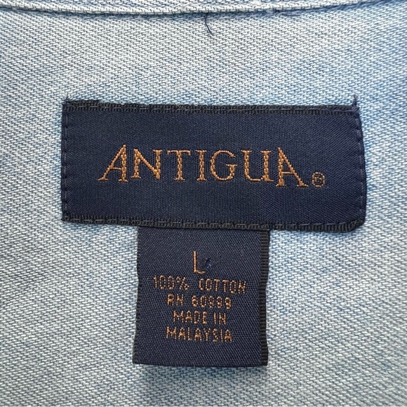 Antigua NFL Denver Broncos Denim Button Down Shirt Large Superbowl Champions - Picture 7 of 7